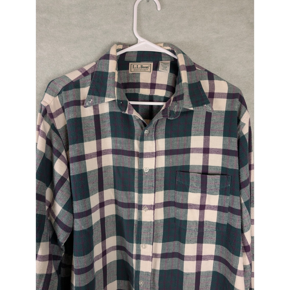Vintage LL Bean Northwoods Flannel Made in USA Mens Large Plaid Multi